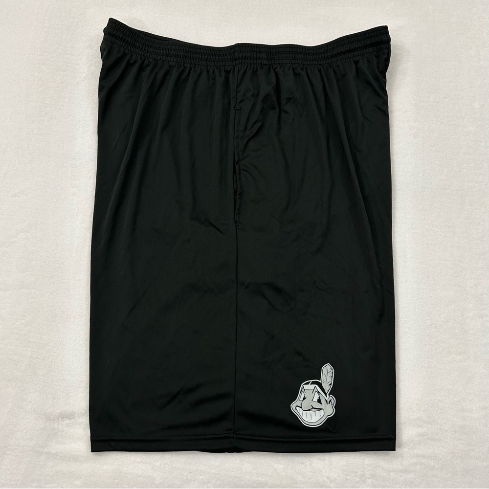 Vintage MLB Retro Cleveland Indians Baseball Black Basketball A4 Shorts Mens